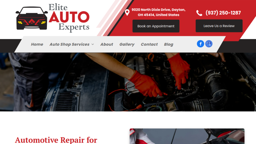 Screenshot of the Elite Auto Experts website