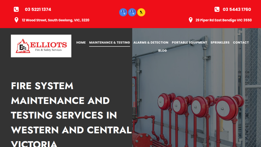 Elliots Fire & Safety Services website