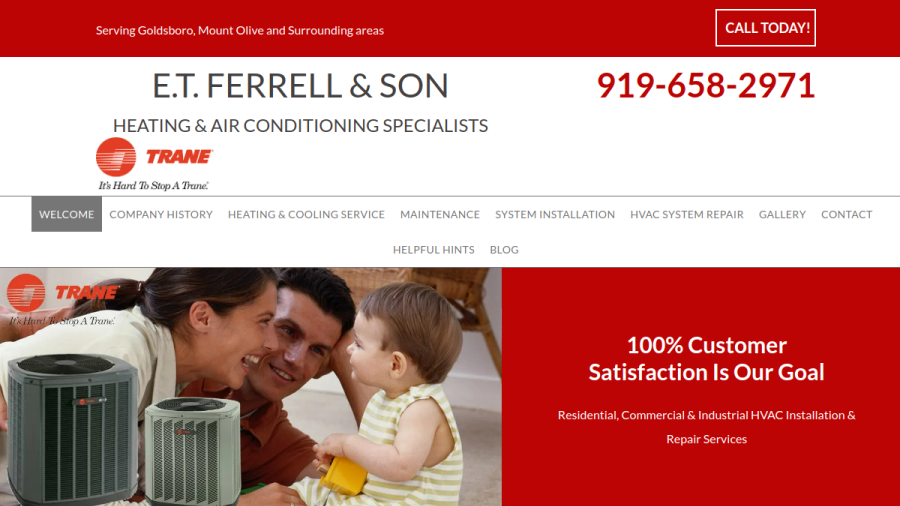 Screenshot of the E.T. Ferrell & Son website