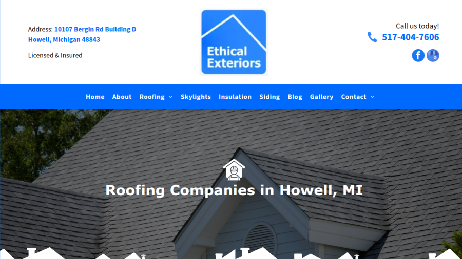 Screenshot of the Ethical Exteriors Inc. website