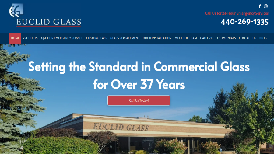 Screenshot of the Euclid Glass website