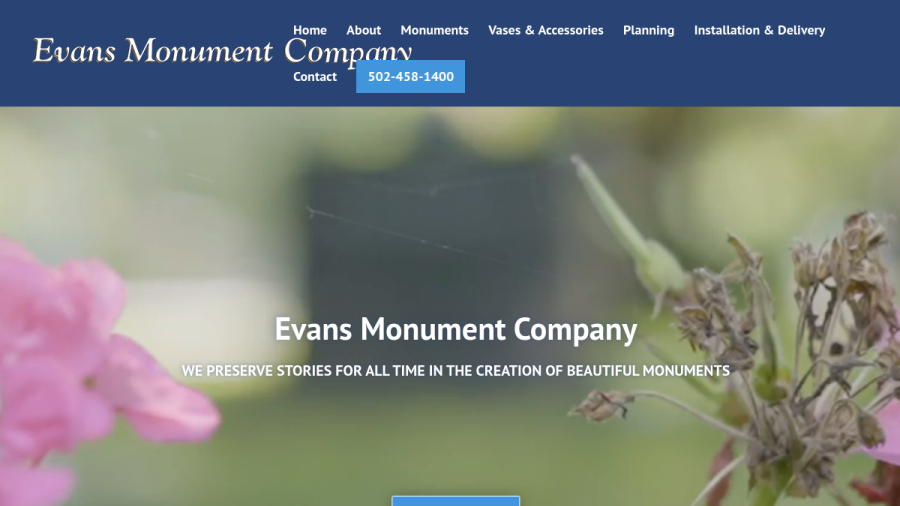 Evans Monuments & Family Cremation Care website