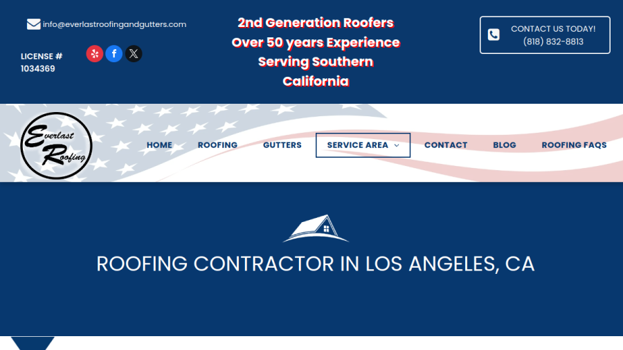 Screenshot of the Everlast Roofing and Gutters website