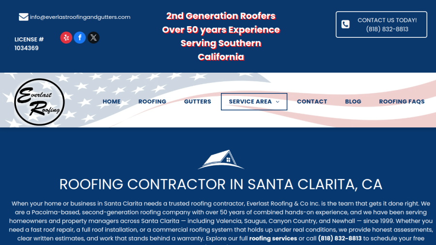 Everlast Roofing and Gutters website