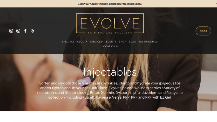 Sculptra Injections Oceanside CA website screenshot