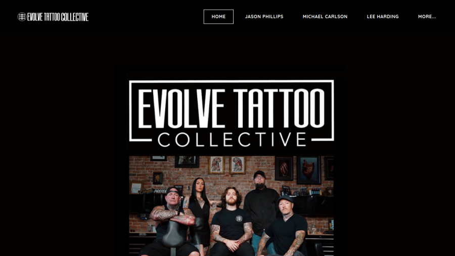 Screenshot of Evolve Tattoo Collective website