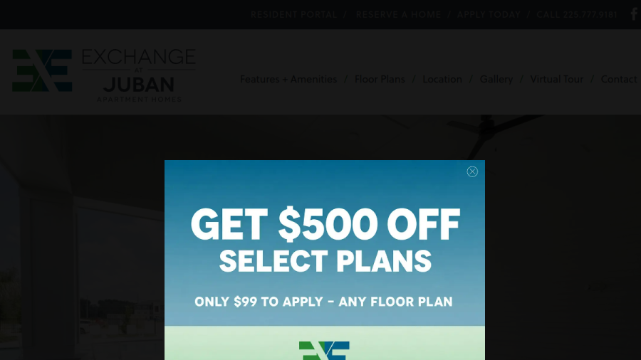 Screenshot of the Exchange at Juban website