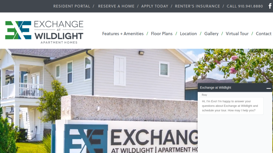 Screenshot of the Exchange at Wildlight website