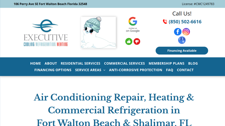 Executive Air Cooling, Heating and Refrigeration website