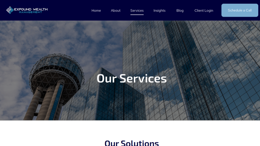 Screenshot of the Expound Wealth Management website