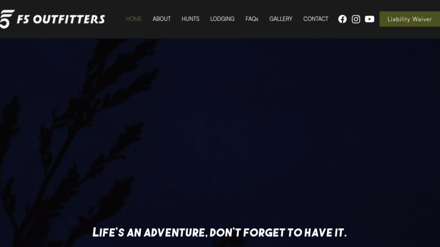 Screenshot of the F5 Outfitters website