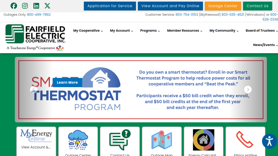 Fairfield Electric Cooperative, Inc. website