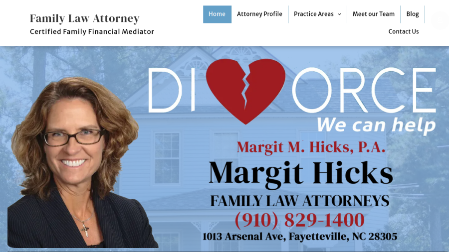Screenshot of the Margit M. Hicks, PA Attorney at Law website