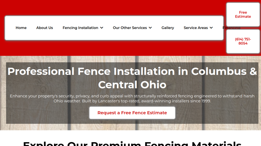 Screenshot of Ace Fence & Deck LLC website