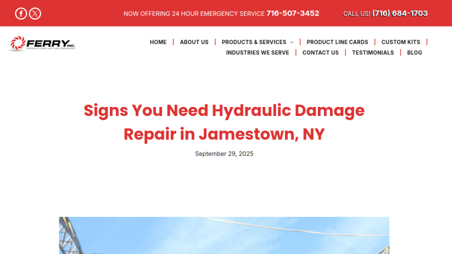 Screenshot of the Ferry Hydraulics website