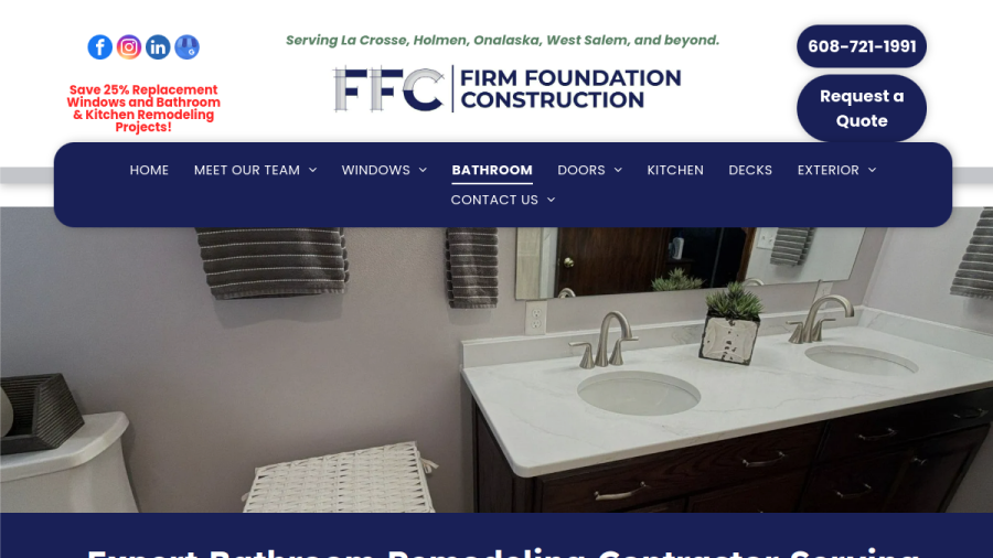 Screenshot of the Firm Foundation Construction website