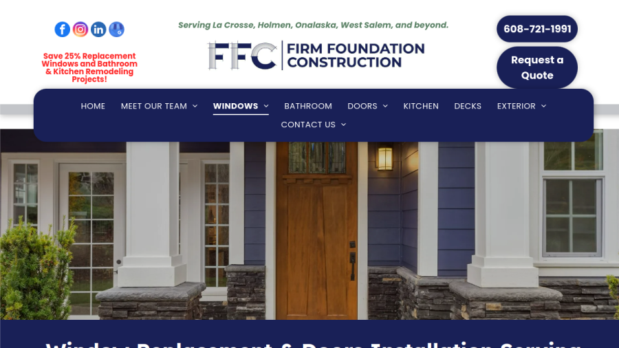 Screenshot of the Firm Foundation Construction website