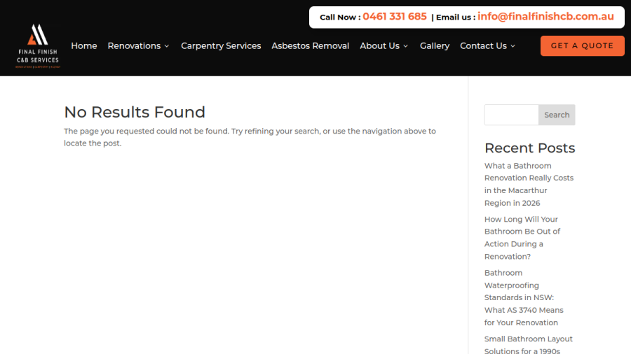 Final Finish C&B Services website