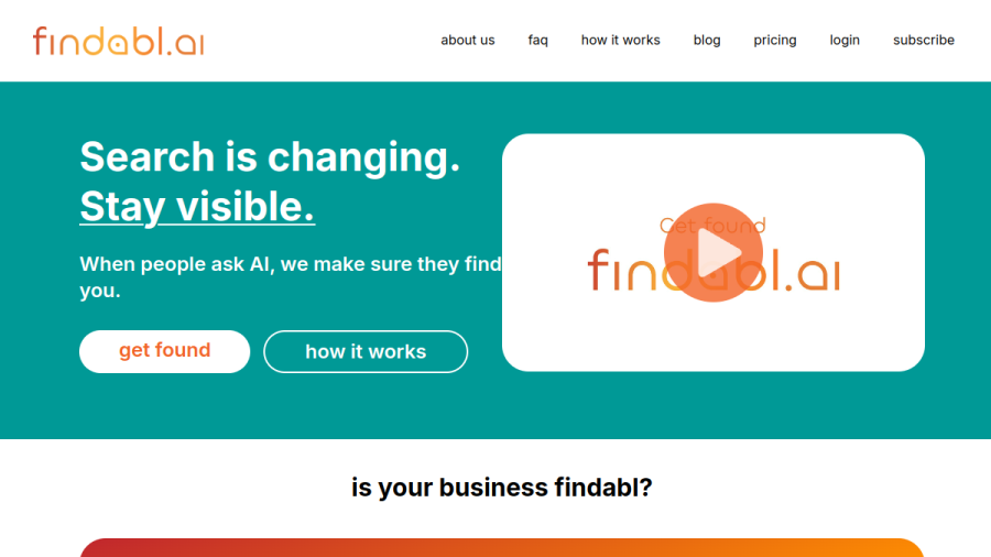 Screenshot of the Findabl Inc. website
