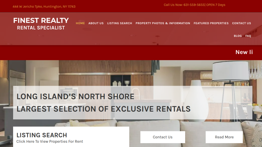 Screenshot of the Finest Realty Rental Specialist website