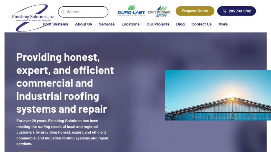 Finishing Solutions, LLC. website screenshot