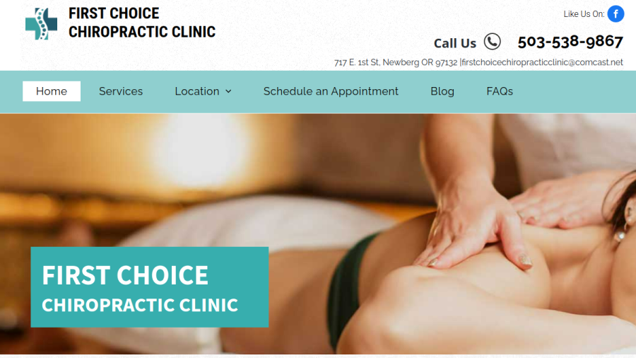 Screenshot of the First Choice Chiropractic Clinic website