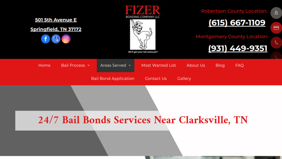 Screenshot of the Fizer Bonding Company website