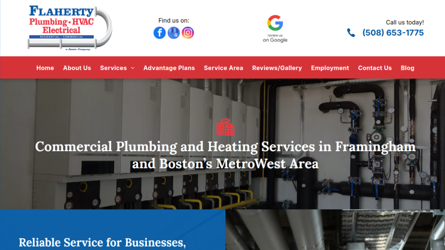 Screenshot of the Flaherty Plumbing & HVAC website