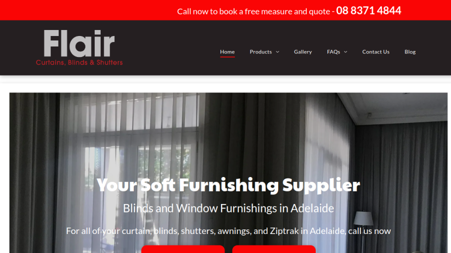 Flair Curtains, Blinds & Shutters website