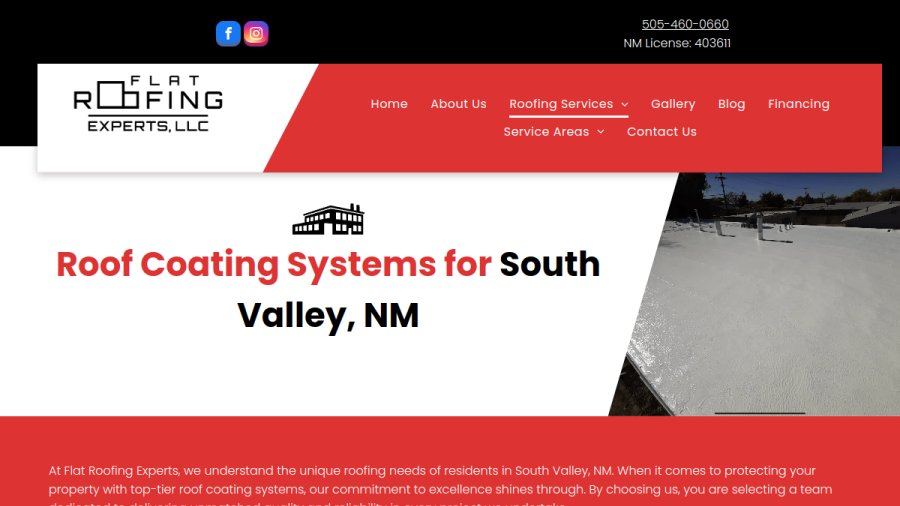 Website screenshot of FLAT ROOFING EXPERTS LLC