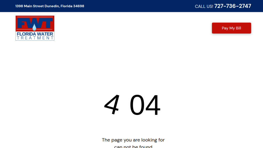 Screenshot of the Florida Water Treatment website