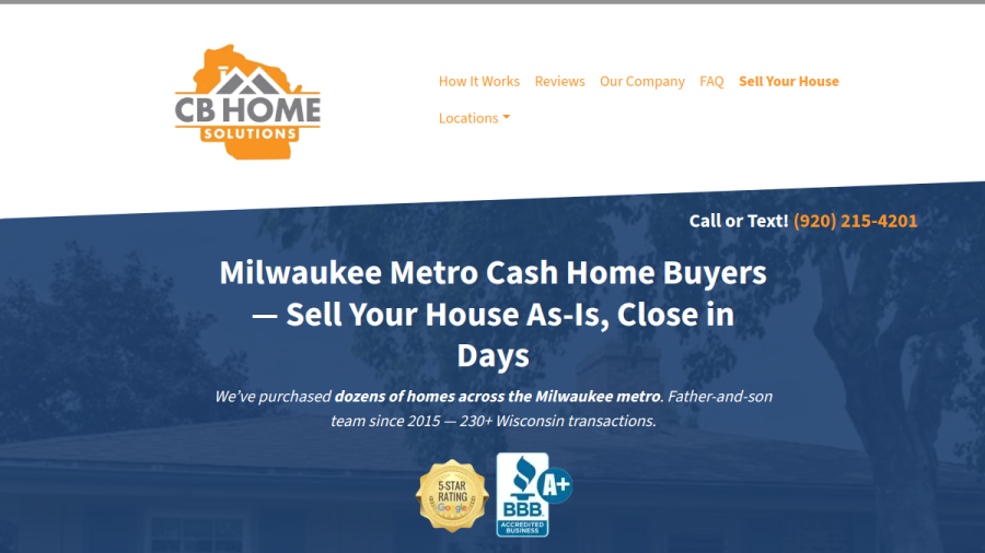 CB Home Solutions - We Buy Houses - Sell My House Fast website screenshot
