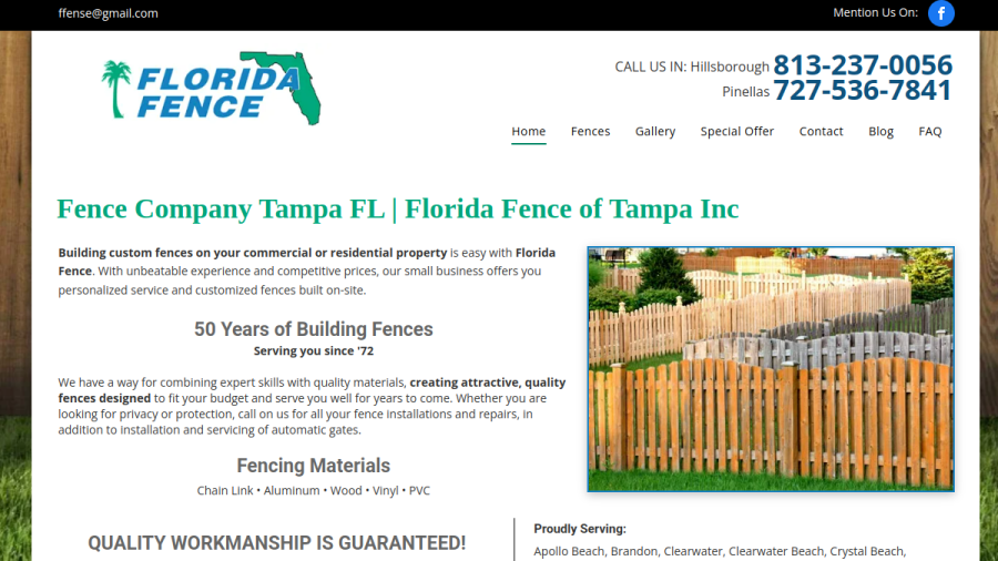Florida Fence of Tampa Inc website
