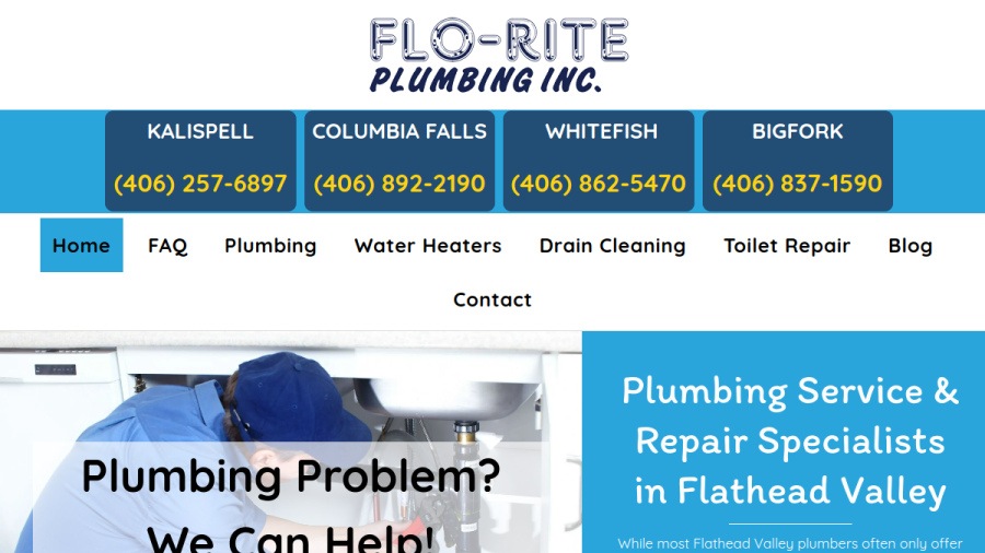Screenshot of the Flo-Rite Plumbing Inc. website