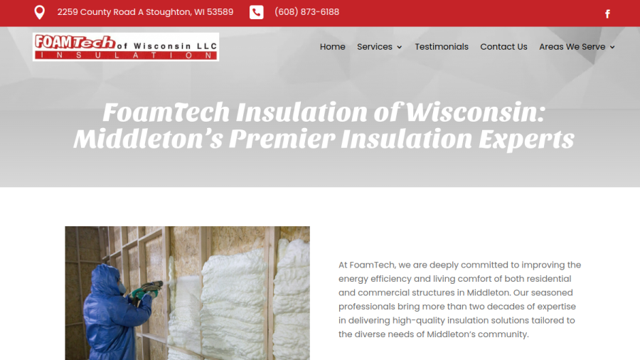 Screenshot of the FoamTech Insulation of Wisconsin LLC website