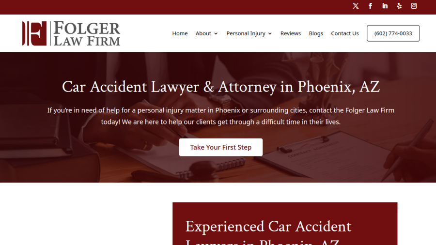 Screenshot of the Folger Law Firm website