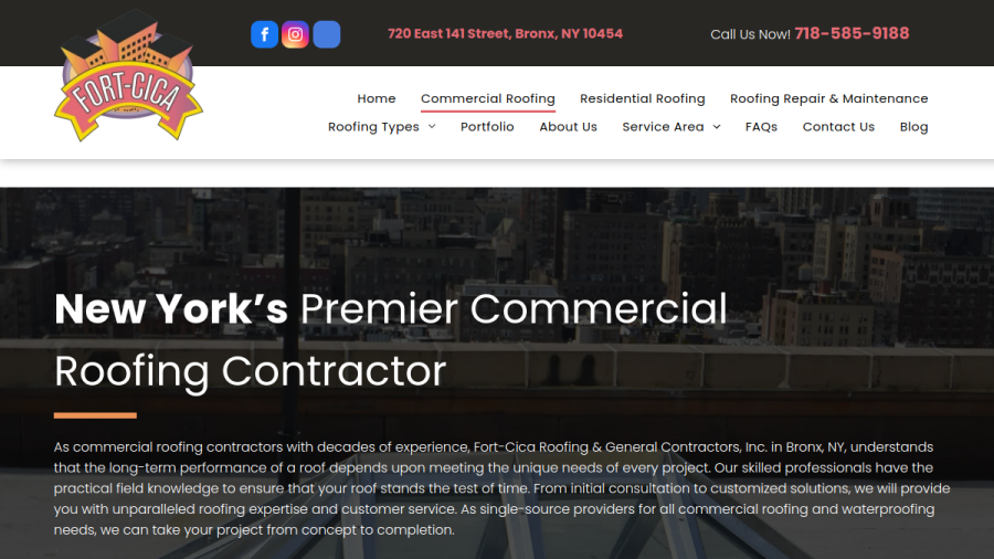 Fort-Cica Roofing & General Contractors website