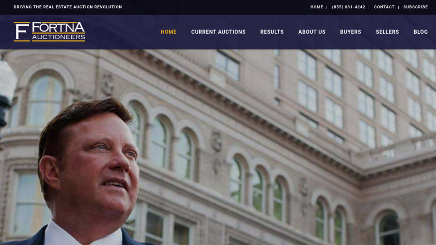Screenshot of the Fortna Auctioneers website