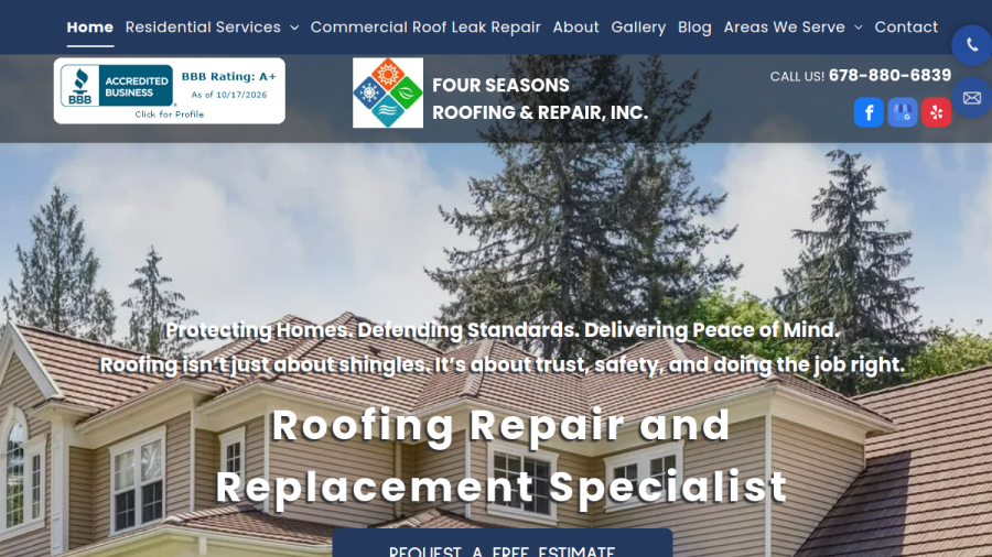 Four Seasons Roofing & Repair Inc website screenshot