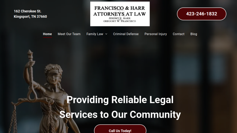 Screenshot of the Francisco & Harr website