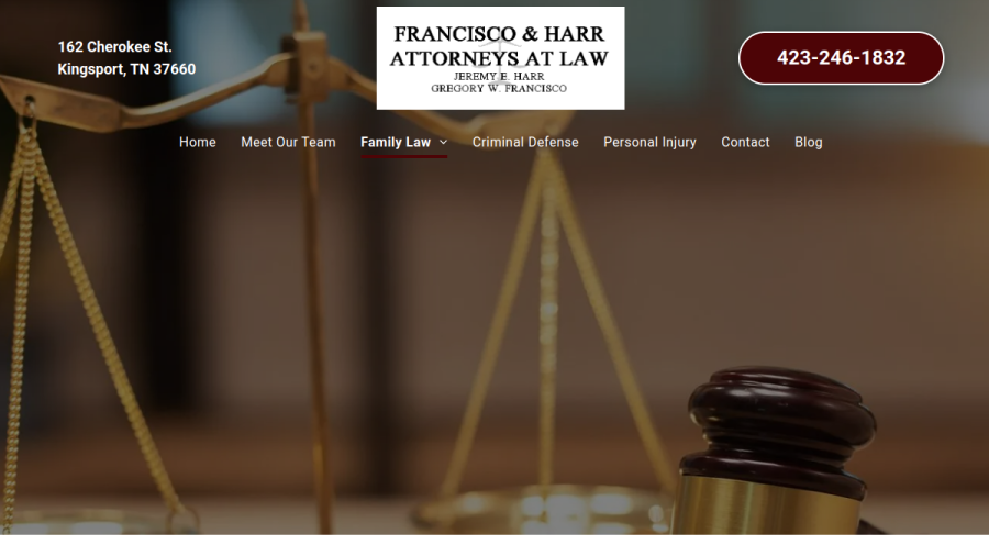 Screenshot of the Francisco & Harr website