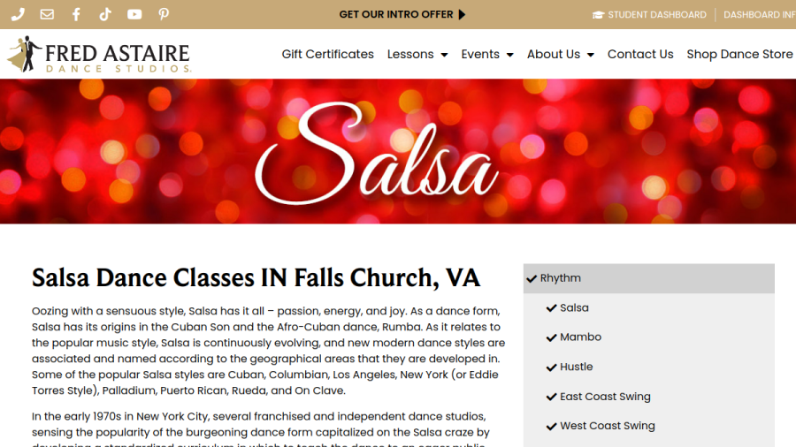 Fred Astaire Dance Studios website