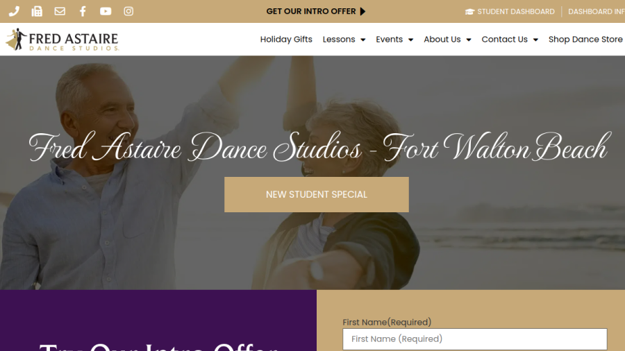 Screenshot of the Fred Astaire Dance Studios - Fort Walton Beach website