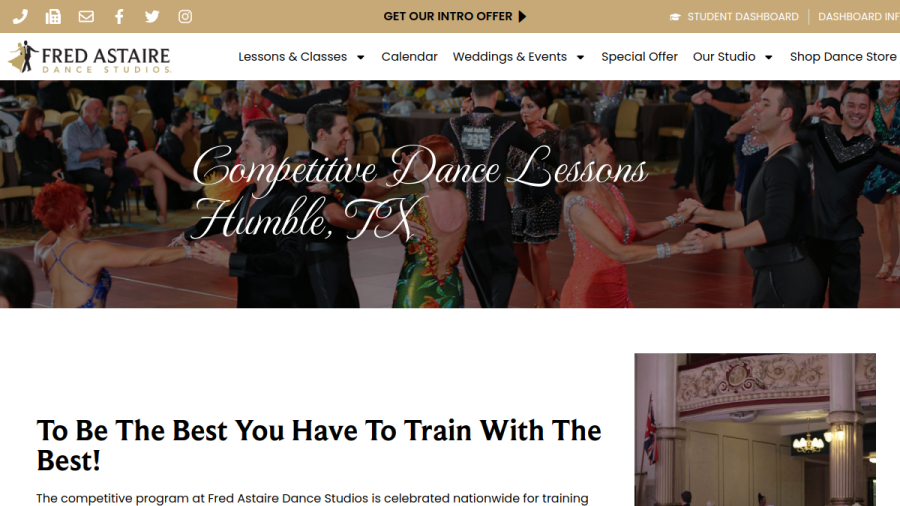 Screenshot of the Fred Astaire Dance Studios - Lake Houston website
