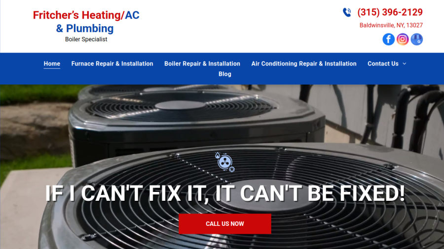 Screenshot of the Fritcher's Heating Air Conditioning & Plumbing website