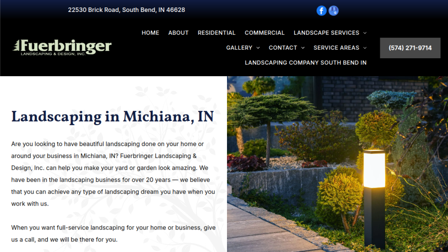 Screenshot of the Fuerbringer Landscaping & Design website
