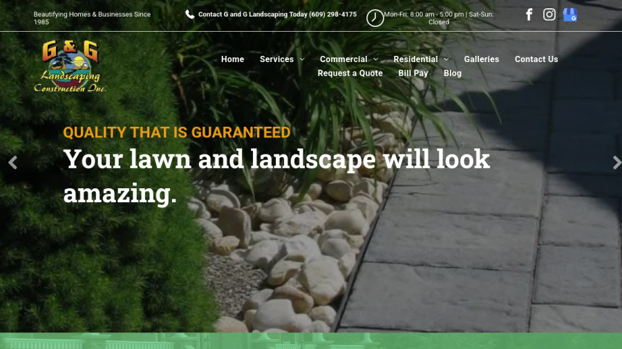 Screenshot of G & G Landscaping Construction website