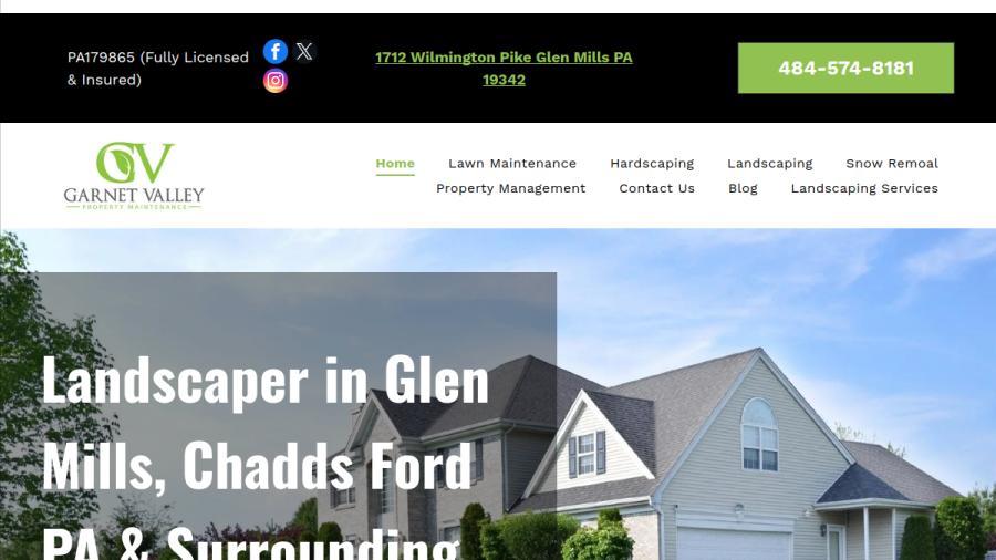 Screenshot of the Garnet Valley Property website