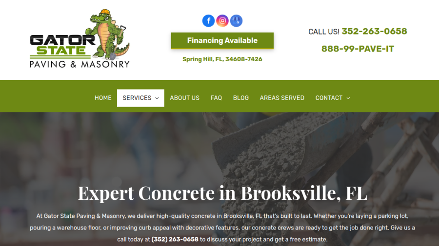 Gator State Paving & Masonry website