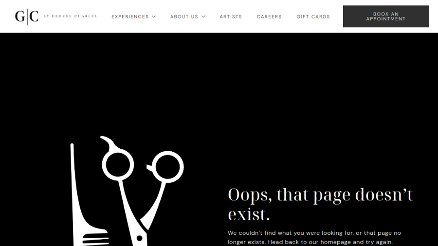 Screenshot of the George Charles Salon website